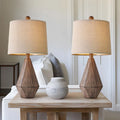 20.25" Retro Farmhouse Table Lamp Set of 2 - Rustic Linen Bedside Nightstand Lamps for Living Room, Bedroom, Office